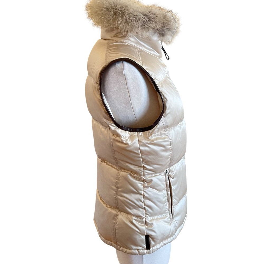 Prada Down Puffer Vest | Fox Fur Trim | Brown Leather Trim | Size US M (8–10) - Picture 3 of 16